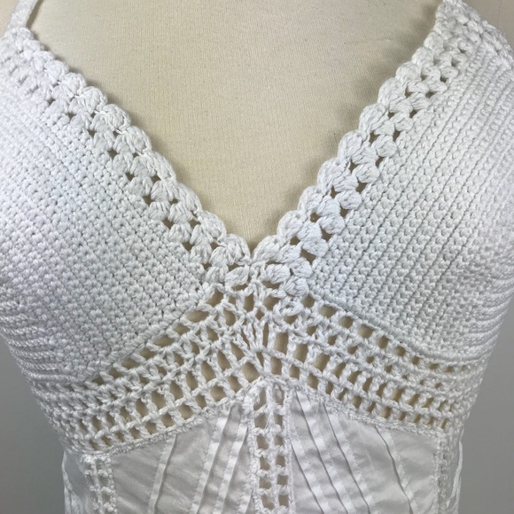 NWOT BCBGMAXAZRIA Sz XS Halter Crochet Dress - Picture 2 of 8